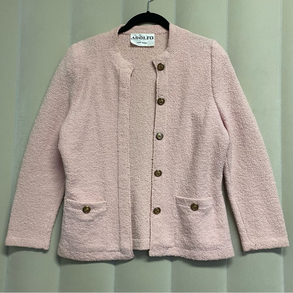 Vintage Adolfo New York Women’s Blazer Jacket Boiled Wool Old Money Retro Glam